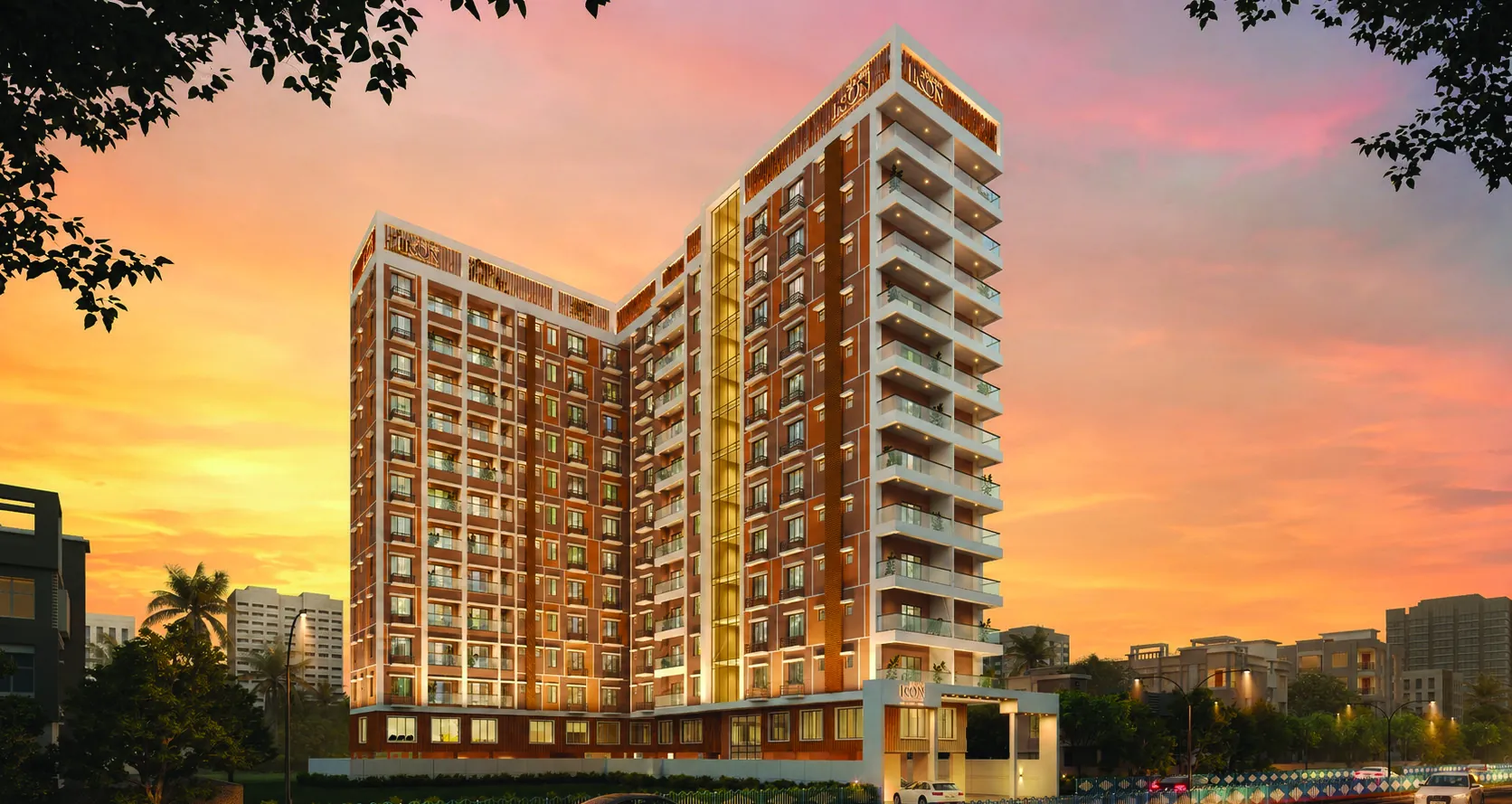 Silver Ikon towers at sunset on Cal Jessore Road, Bangur, Kolkata